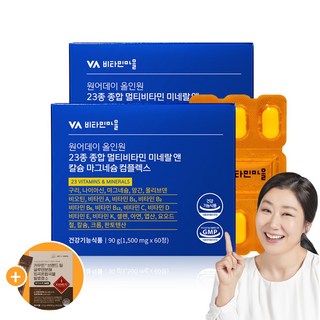 비타민마을 올인원 23종 종합 멀티비타민 미네랄 앤 칼슘 마그네슘 컴플렉스, 2개, 60정