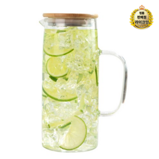 티도요 스텐뚜껑 내열유리 물병, 1세트, 1000ml, 혼합색상