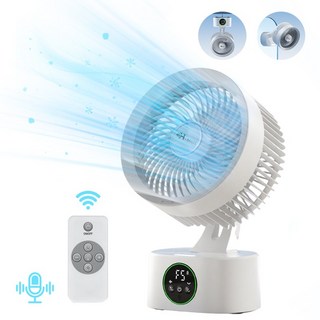 오몰 음성인식 탁상용 선풍기 무선 써큘레이터 5단풍속 선풍기 무드등 8000mAh 대용량배터리 선풍기 + 리모컨, F268A-음성인식