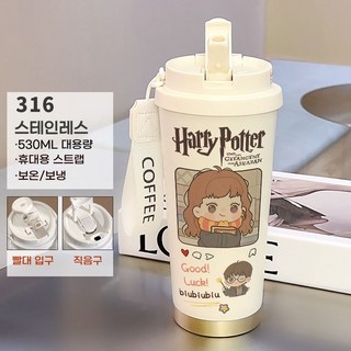 아소공방 해리포터 스테인레스 316 캐릭터 보온 텀블러, 1개, 헤르미온느, 530ml