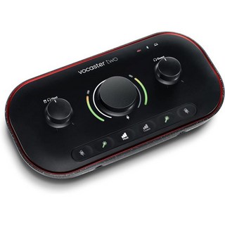 Focusrite Vocaster Two 발표자 및 게스트 녹음을 위한 팟캐스트 오디오 인터페이스. 2개의 마이크 입력과 2개의헤드셋 출력 자동 게인 강화 음소거 기능 포함