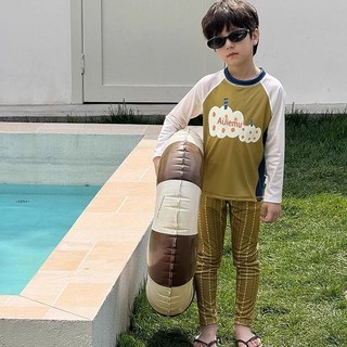 DA3305남아 키즈 주니어 고퀄 면혼방 라운드넥 긴팔 자외선차단 긴바지 팬츠 레깅스 상하세트 2종 투피스 비치웨어 래쉬가드 수영복