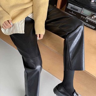 여성 가죽바지 9부 바이커 가을 레자 팬츠 레더 QOYO