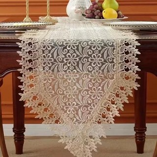 레이스 테이블 러너 꽃 자수 패브릭 소박한 홈 다이닝 장식 우아한 투명 커버, A. 40x150cm, 가. 기타, 7. 2, 1개