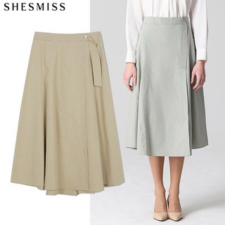 [쉬즈미스(SHESMISS)] 햅번 벨티드 플레어 미디 스커트 (택가격 168000원)