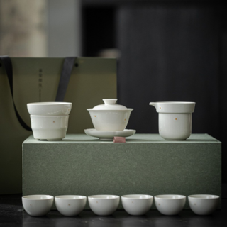 Bittea 도자기 차 세트 자연 유약 다기, 흰색, 30ml(6p)+100ml(1p)+120ml(1p), 1세트