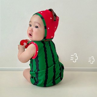 7개월 신생아 여름 롬퍼 바디수트 과일 프린트 남아 원피스 1살 수영복 점프수트