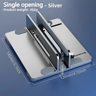 3in 1 조절식 수직 노트북 스탠드 홀더 데스크탑 독 Macbook iPad 휴대폰 태블릿 스위치 보관 지원, 04 silver 1