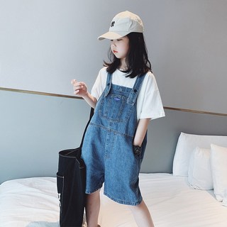 여아 여름 고퀄 코튼 면혼방 청 데님 멜빵 점프수트