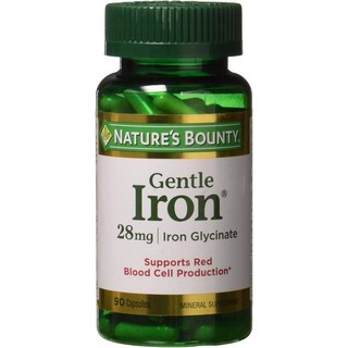 Nature's Bounty 임산부 영양제 철분제 임신출산 네이처스 바운티 젠틀 아이언 28mg 90캡슐, 1개, 90정