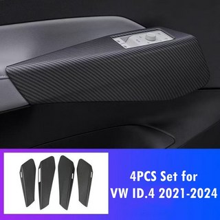 폭스 바겐 ID.4 2021-2024 자동차 도어 패널 커버 매트 탄소 섬유 ABS VW LHD 창 스위치, 02 4PCS For ID.4