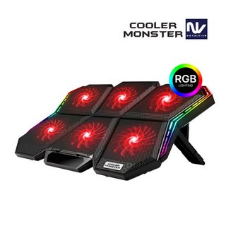 노벨뷰 노트북 스탠드 앤 쿨링패드 쿨러몬스터 F6 RGB, 레드, 1개 노벨뷰사이언스