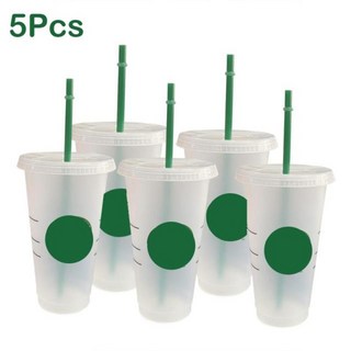 머그컵 법랑컵 맥심 투명 플라스틱 700ml pp 물 컵 커피 컵 레모네이드 컵 재사용 가능한 컵 뚜껑 및 빨대 텀블러 매트 머그, 1-5pc