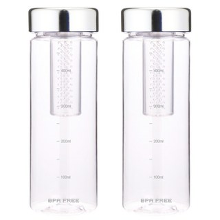 위드 국산 트라이탄 눈금물병 차거름망 티보틀 실버메탈캡 2P, 500ml, 2개