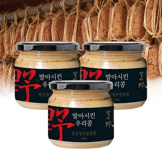 냄새적은 발효식품 국내산 파주 장단콩 홍삼 청국장 분말 가루 무염 무색소 무방부제, 3개, 250g