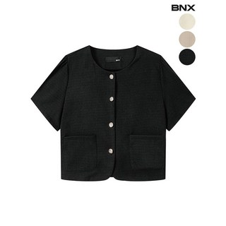 BNX 여성 라운드넥 포켓 여름 반팔 자켓