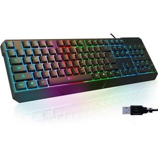 KLIM Chroma 게이밍 키보드 유선 USB 2024년 신제품 내구성이 뛰어난 인체공학적 방수 무소음 백라이트 게임 및 사무실에 적합 Teclado 게이머 2ms 응답 시간 P, 1개