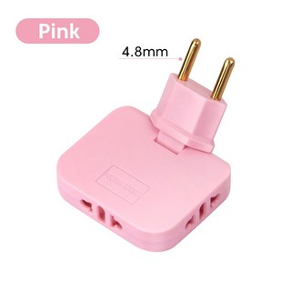 180 회전식 소켓 3-in-1 EU 플러그 변환기 4.MM 미국유럽 전원 어댑터 4.8MM 미국EU KR 전기 콘센트, 1개, [03] 4.8MM Pink