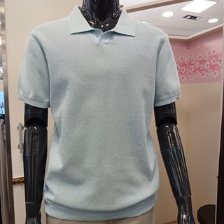 란찌 뉴코아울렛괴정점 시원하고 까실한 니트소재 에션셜 원셔블 반오픈 카라 반팔 니트티 LAKA24402 민트그린(54)