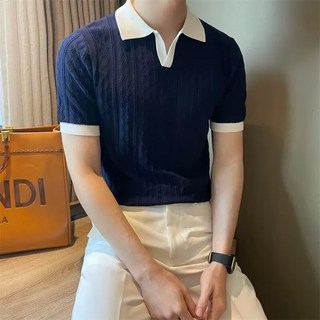 크레스티 남성 냉장고 니트 반팔 여름 머슬핏 니트 반팔 셔츠