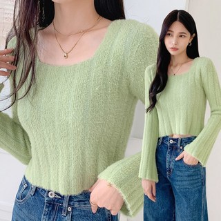 조르지아 스퀘어 크롭 긴팔니트 4color