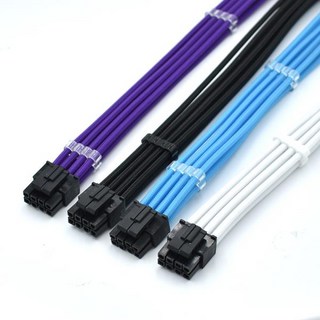익스텐션 파워 실리콘 와이어 슬리브 커스텀 케이블 CPU 8 핀 4 + 4 핀, 01 20cm, 01 보라색