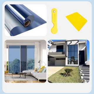 Aram 자외선차단 사생활보호 베란다 창문시트지 단열필름 썬팅지 5m, 다크블루실버