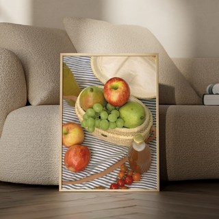 과일포스터 빈티지 감성인테리어 풍수사과 액자 picnic hamper, A4 포스터단품