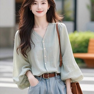 여성 봄신상 브이넥 루즈핏 블라우스