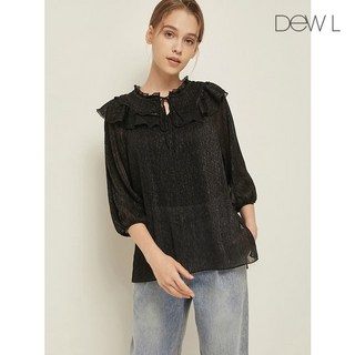 듀엘 러플카라 시스루 블라우스 BK_D223MSC014