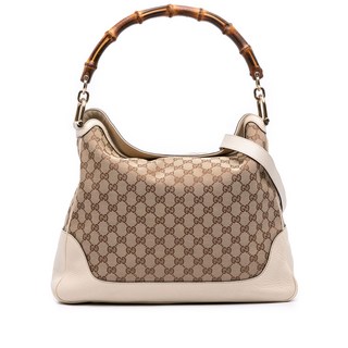 구찌 중고 2016-2025 GG 캔버스 뱀부 다이애나 사첼 백