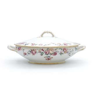 Antique 프랑스 하빌랜드 리모쥬 드랍로즈 튜린 도자기냄비