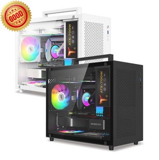 수냉식 컴퓨터케이스 M-ATX 데스크탑 케이스 2색상 블랙 미들타워 컴퓨터 측면유리, S9(블랙)