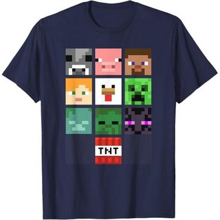 반팔티 마인크래프트 스티브 알렉스 좀비 돼지 / Group Shot Faces Collage Merch 굿즈 캐릭터 티셔츠