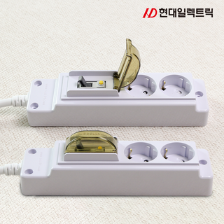 현대 가정용 사무용 20A 에어컨 난방기 고전력 2구 누전차단 고용량 멀티탭, 1개, 화이트, 3m