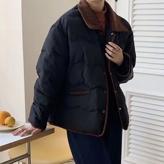 POMTOR 여성 겨울 숏패딩 캐주얼 카라 루즈핏 보온하다 경량패딩 코트