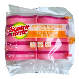 3M 스카치브라이트 제로 스크래치 스펀지 수세미 10개입
