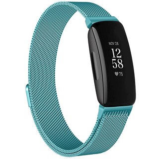 Vanjua Fitbit Inspire 2 밴드 여성용 남성용 스테인리스 스틸 메탈 메시 루프 조절 가능한 마그네틱 손목 밴드 교체 스트랩 Fitbit Inspire 2 / In, Small, 아이스 블루