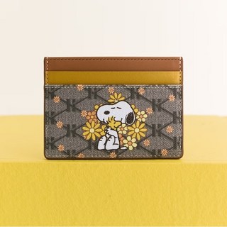 [PEANUTS X HAZZYS] 브라운 가죽 스누피 카드슬롯 [HIHO5E301W2]