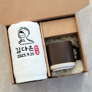 세면타올 + 머그 1p 세트 완포장 (결혼식 개업 돌잔치 조문 승진 퇴사 생일 프리미엄 돌답례품), 1) 마카롱머그 (10개 미만 구매 불가), 1) 코튼 130g, 1개