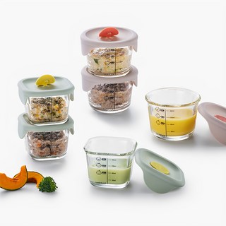 LocknLock 樂扣樂扣 副食品耐熱玻璃調理盒組 圓形 3入+方形 3入, 混色, 230ml, 1組