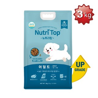 썬더펫 뉴트리탑 어덜트 3kg 강아지사료 닭고기사료 반건조 소프트사료 애견 소형견 전연령 성견 기호성 좋은 부드러운 사료 3kg, 닭, 1개