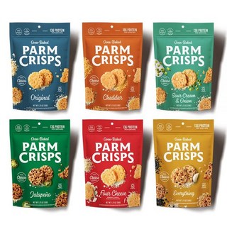 Parmcrisps 과자 칩 파마크리스프스 체다 치즈 크리스프 100% 치즈로 간단하게 만든 건강한 케토 스낵 저탄수화물 고단백 글루텐 프리 오븐 구이 친화적 1.75온스 6개, 신제품 다양팩, 1.75 온스 (6팩), 1개