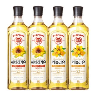 해표 해바라기유 식용유 900mlx2병+카놀라유 900mlx2병, 1세트, 900ml