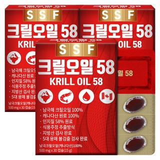 순수식품 크릴오일 인지질58%이상원료 3박스(90캡슐) 크릴오일58, 30정, 3개