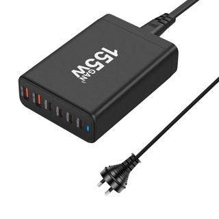 새로운 155W 4C2A GaN 멀티 포트 USB 충전기 고속 USB-C 빠르고 컴팩트한 전원 어댑터, 03 155W-AU-B, 1개