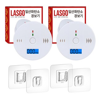 캠핑 일산화탄소 경보기 한글설명서 kc인증, 화이트 (무타공거치대 증정), 2개