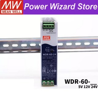 MEAN WELL WDR-60-5 산업용 레일 전원 공급 장치 60W 초광각 입력, 01 60W, 03 WDR-60-24
