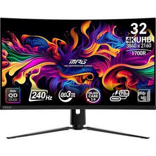 MSI MPG 321CURX QD-OLED 32인치 3840 x 2160(UHD) 컴퓨터 모니터 240Hz 어댑티브 싱크 HDMI DP 포트 VESA 장착 가능 틸트, MSI MPG 321CURX QD-OLED 32인치 3