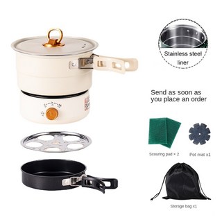 110V 220V 전기 밥솥 휴대용 분할 프라이팬 스튜 냄비 여행 음식 기선 멀티 쿠커 6L, whitestainless